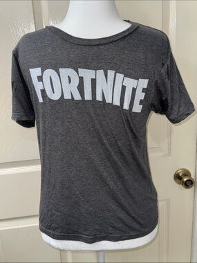 Fortnite Grey Shirt Boys Large Tultex White Logo Graphic Like New